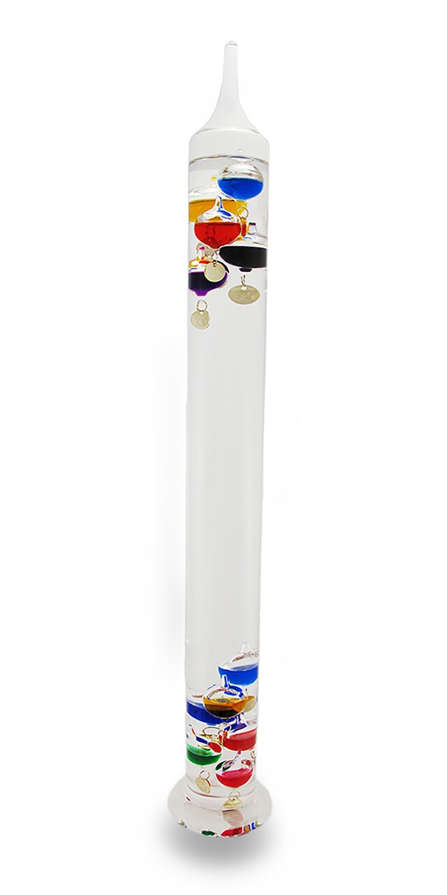 Glass Galileo Thermometer With 11 Colored Floating Vessels